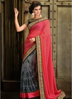 Touch Trends Magenta Embroidered Saree