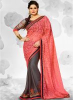 Touch Trends Peach Embroidered Saree