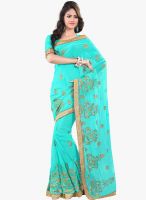 Triveni Sarees Aqua Blue Embroidered Saree