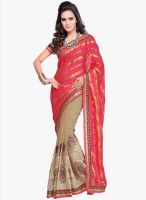 Triveni Sarees Beige Embroidered Partywear Saree