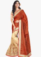Triveni Sarees Beige Embroidered Saree