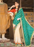 Triveni Sarees Beige Embroidered Saree