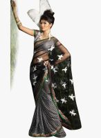 Triveni Sarees Black Embroidered Saree