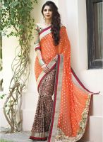 Triveni Sarees Brown Embroidered Saree