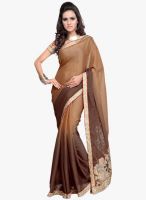 Triveni Sarees Brown Solid Saree