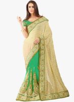 Triveni Sarees Green Embroidered Wedding Wear Saree