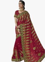 Triveni Sarees Maroon Embroidered Saree