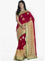 Triveni Sarees Maroon Embroidered Saree