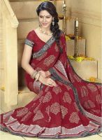 Triveni Sarees Maroon Printed Saree