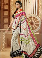 Triveni Sarees Off White Printed Saree