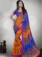 Triveni Sarees Orange Printed Saree