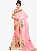 Triveni Sarees Peach Embroidered Partywear Saree