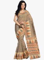 Triveni Sarees Printed Beige Saree