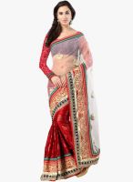 Triveni Sarees Red Embroidered Saree