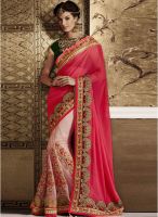 Triveni Sarees Red Embroidered Saree