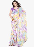 Triveni Sarees White Printed Saree