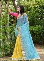 Triveni Sarees Yellow Embellished Saree