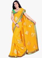 Triveni Sarees Yellow Embroidered Saree