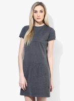 Uni Style Image Grey Colored Solid Shift Dress