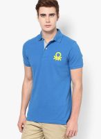 United Colors of Benetton Blue Solid Polo T-Shirts