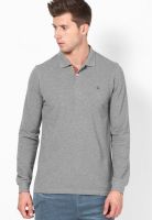 United Colors of Benetton Grey Melange Solid Polo T-Shirts