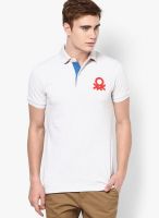 United Colors of Benetton Grey Melange Solid Polo T-Shirts