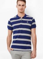 United Colors of Benetton Navy Blue Striped Polo T-Shirts