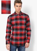 United Colors of Benetton Red Checked Casual Shirt