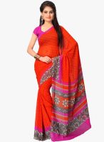 Vaamsi Orange Printed Saree