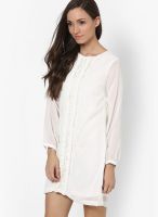 Vero Moda White Colored Solid Shift Dress