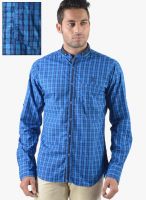 Vintage Blue Check Slim Fit Casual Shirt