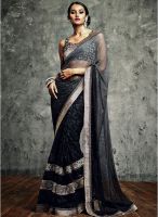 Vishal Black Embellished Saree