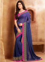 Vishal Blue Embroidered Saree