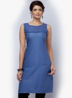 W Blue Solid Kurtis