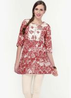 W Red Printed Kurtis