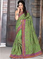 Xclusive Chhabra Green Embroidered Saree