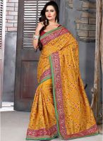 Xclusive Chhabra Yellow Embroidered Saree