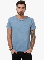 Yepme Blue Solid Round Neck T-Shirt
