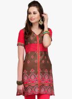 Yepme Brown Printed Kurtis