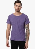 Yepme Purple Solid Round Neck T-Shirt