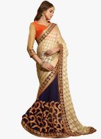 7 Colors Lifestyle Beige Embroidered Saree