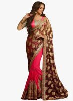 7 Colors Lifestyle Brown Embroidered Saree