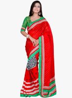 7 Colors Lifestyle Red Printed Saree