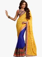 7 Colors Lifestyle Yellow Embroidered Sarees