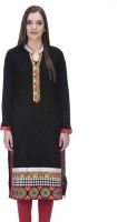 90 West Party Embroidered Women's Kurti(Black)