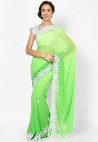 Aum Green Solid Saree