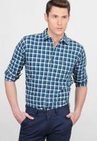 Basics Checks Green Casual Shirt