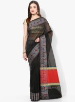 Bunkar Black Printed Cotton Blend Saree