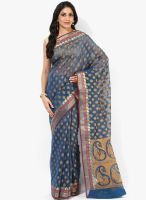 Bunkar Blue Embroidered Saree