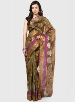 Bunkar Faux Silk Fancy Banarasi Mehandi Saree